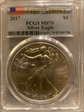 2017 $1 Silver Eagle First Strike MS70