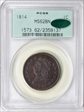 1814 1C Crosslet 4 MS62BN