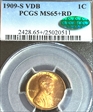 1909-S VDB 1C MS65+ RD