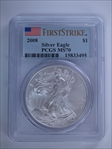 2008 $1 Silver Eagle First Strike MS70