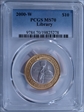 2000-W $10 Library of Congress Bimetallic MS70