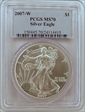 2007-W $1 Burnished Silver Eagle SP70