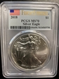 2018 $1 Silver Eagle First Strike MS70