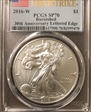 2016-W $1 Burnished Silver Eagle 30th Anniversary Lettered Edge First Strike SP70