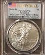 2016-W $1 Burnished Silver Eagle 30th Anniversary Lettered Edge First Strike SP70