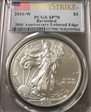 2016-W $1 Burnished Silver Eagle 30th Anniversary Lettered Edge First Strike SP70