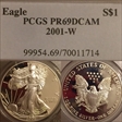 2001-W $1 Silver Eagle PR69DCAM