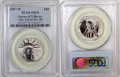 2007-W $50 Statue of Liberty 10th Ann Set Rev PR PR70