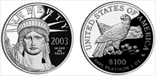 2003-W $100 Statue of Liberty PR70DCAM