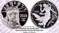 2016-W $100 Statue of Liberty First Strike PR70DCAM