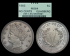 1883 5C No CENTS MS64