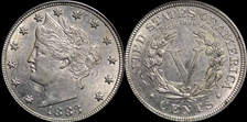 1883 5C With CENTS AU58