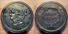 1854 1/2C MS63BN