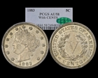 1883 5C With CENTS AU58