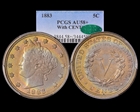 1883 5C With CENTS AU58+