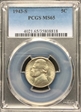 1943-S 5C MS65
