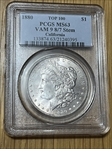 1880 $1 VAM 9, 8/7 Stem MS63