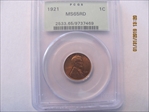 1921 1C MS65RD