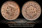 1834 1C N-3 Lg 8 Sm St Med Lt MS65RB