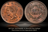 1841 1C Newcomb 4 MS66RB