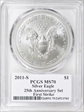 2011-S $1 Silver Eagle 25th Anniversary Set First Strike Mercanti Signatu MS70