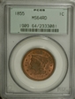 1855 1C Upright 55 MS64RD