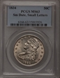 1834 50C Small Date, Small Letters MS63