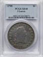1795 $1 Flowing Hair, 3 Leaves XF45