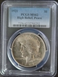 1921 $1 High Relief, Peace MS62