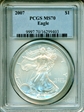 2007 $1 Silver Eagle MS70