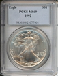 1992 $1 Silver Eagle MS69