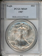 1987 $1 Silver Eagle MS69