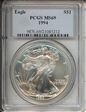 1994 $1 Silver Eagle MS69