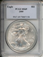 1999 $1 Silver Eagle MS69