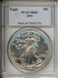 1993 $1 Silver Eagle MS69