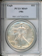 1986 $1 Silver Eagle MS69