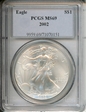 2002 $1 Silver Eagle MS69