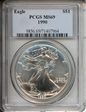 1990 $1 Silver Eagle MS69