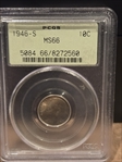 1946-S 10C MS66