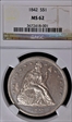 1842 Half Dollar  MS 62