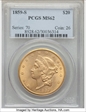 1859-S $20 MS62