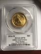 2016-W 50C 100th Anniversary Gold 100th Anniversary Label First Strike SP70