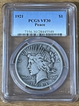 1921 $1 High Relief, Peace VF30