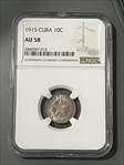 1915 10 Centavos Cuba  AU58