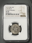 1915 20 Centavos Cuba Coarse Reeding  AU58