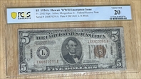 1934-A $5 $5 Hawaii banknote  VF20