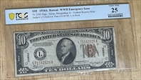 1934-A $10 $10 Hawaii banknote  VF25
