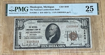 1929 $10 Muskegon National $10 Type 1 Banknote VF25