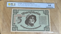 1940 5 Reichsmark  WHW MS64
