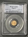 1854 G$1 Type 1 AU58